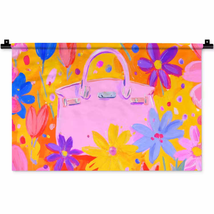 Tas - Roze - Bloemen Wandkleed katoen klein -zz3d