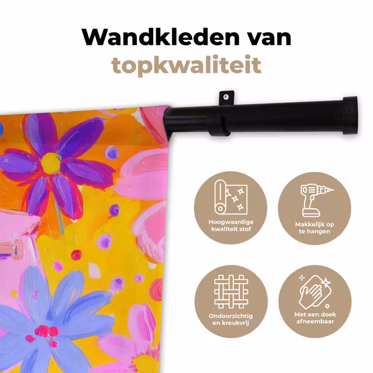 Tas - Roze - Bloemen Wandkleed katoen klein -sfeer2