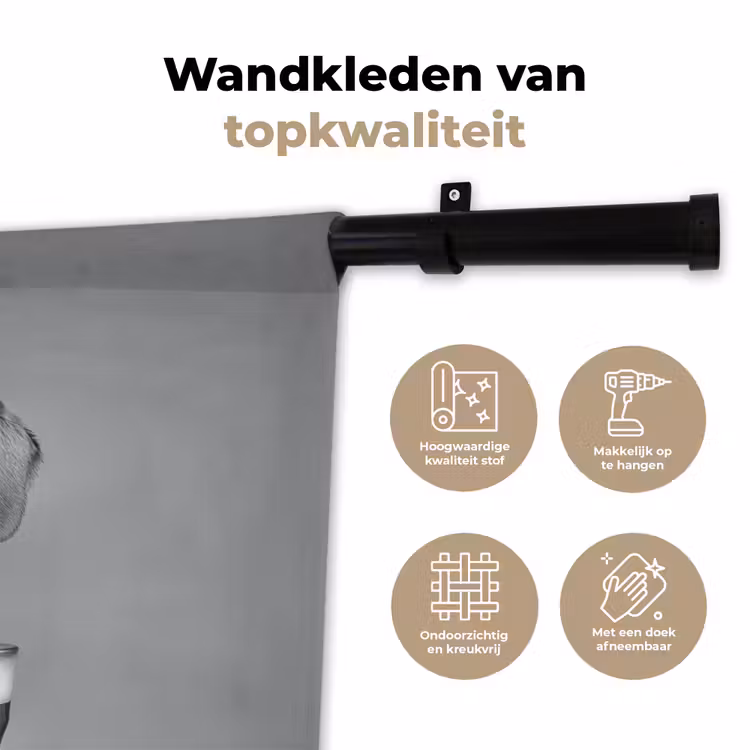Teckel - Bier - Glas - Bril Wandkleed katoen klein -sfeer2