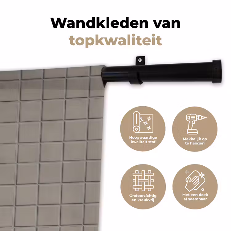 Tegel - Patroon Kiezel - Grijs Wandkleed katoen klein 269 -sfeer2