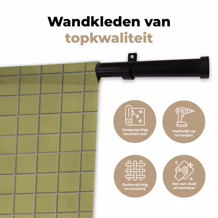 Tegel - Patroon - Olijfgroen Wandkleed katoen klein 269 -sfeer2