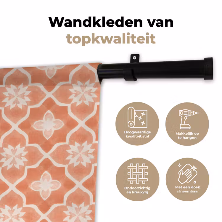 Tegelpatroon - Arabesk - Vintage - Terracotta Wandkleed katoen klein 269 -sfeer2