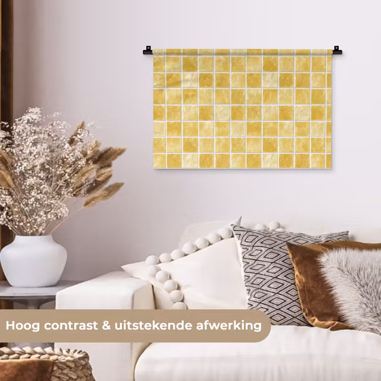 Tegels - Mozaïek - Textuur - Goudgeel Wandkleed katoen klein 269 -sfeer1