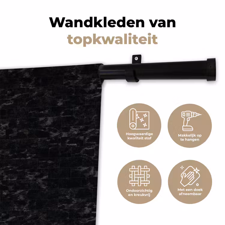 Tegels - Patroon - Marmer - Zwart Wandkleed katoen klein 269 -sfeer2