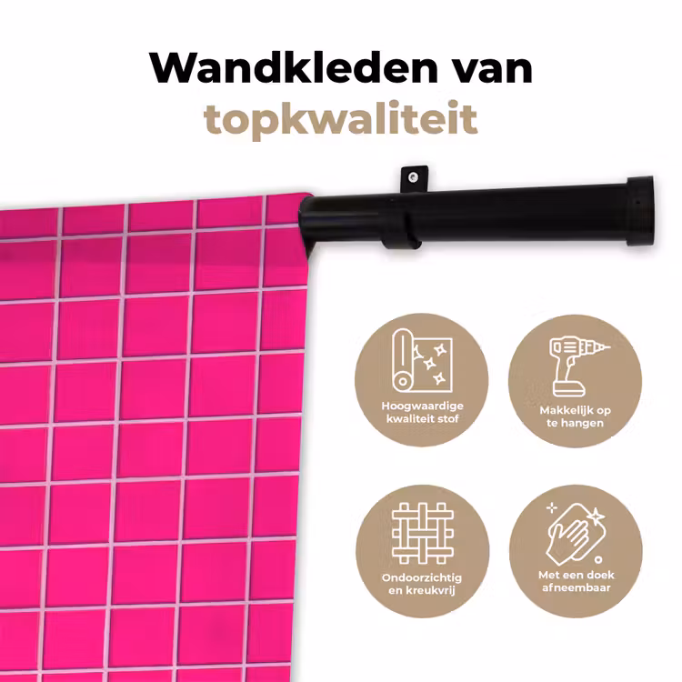 Tegels - Vierkant - Fuchsia Wandkleed katoen klein 269 -sfeer2