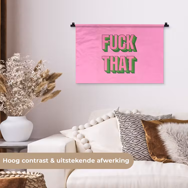 Tekst - Bold - Roze Wandkleed katoen klein -sfeer1
