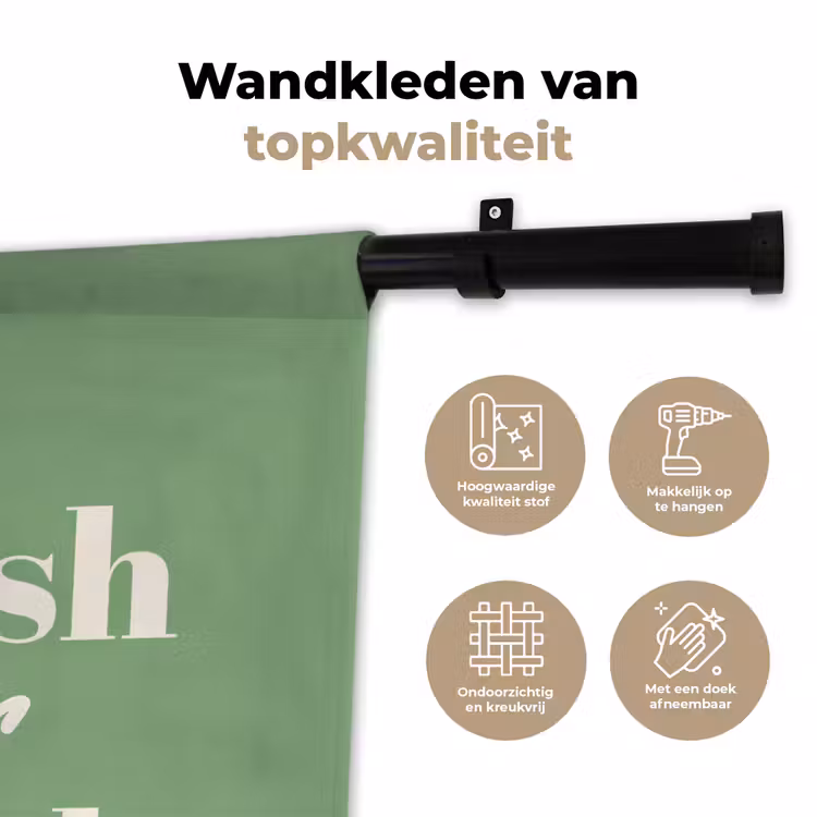 Tekst - Groen - Sierlijk - Letters Wandkleed katoen klein -sfeer2