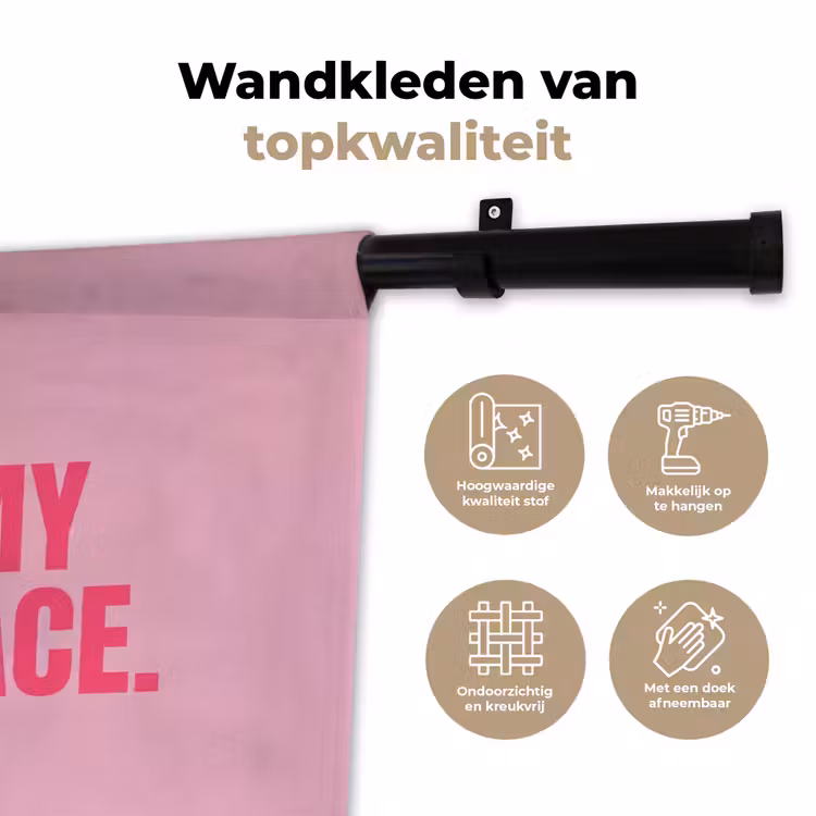 Tekst - Modern - Roze Wandkleed katoen klein -sfeer2