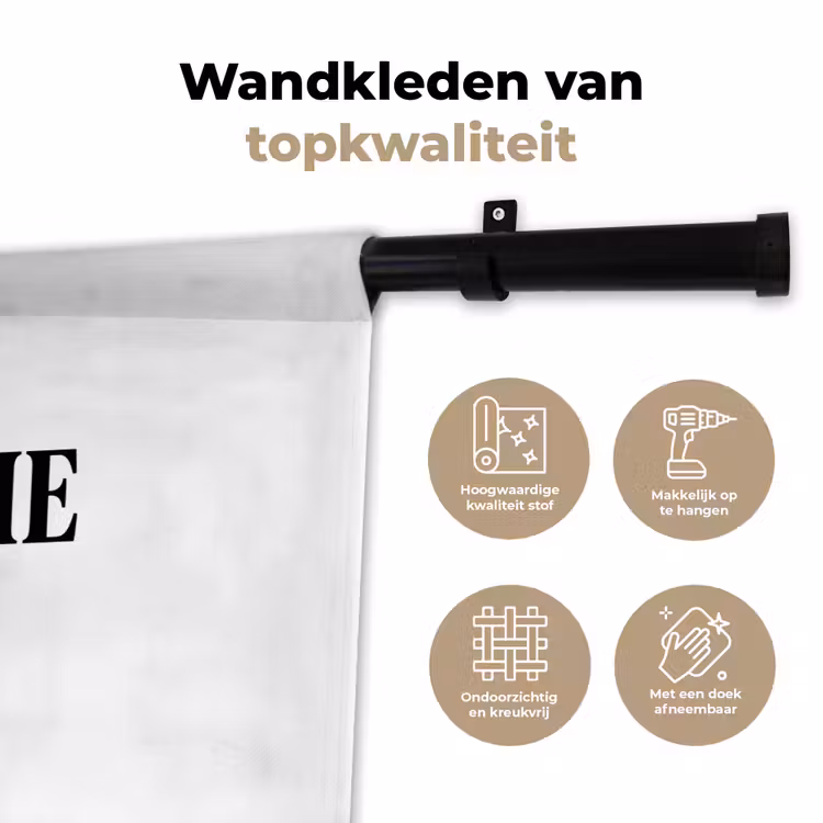 Tekst - Modern - Zwart - Wit Wandkleed katoen klein -sfeer2