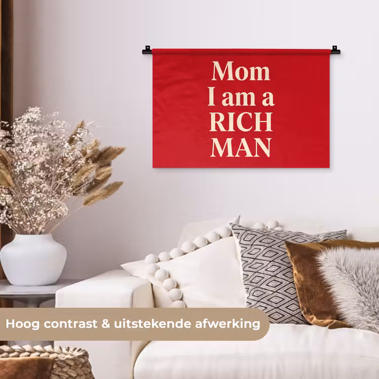 Tekst - Rijkdom - Motivatie - Rood - Modern Wandkleed katoen klein -sfeer1