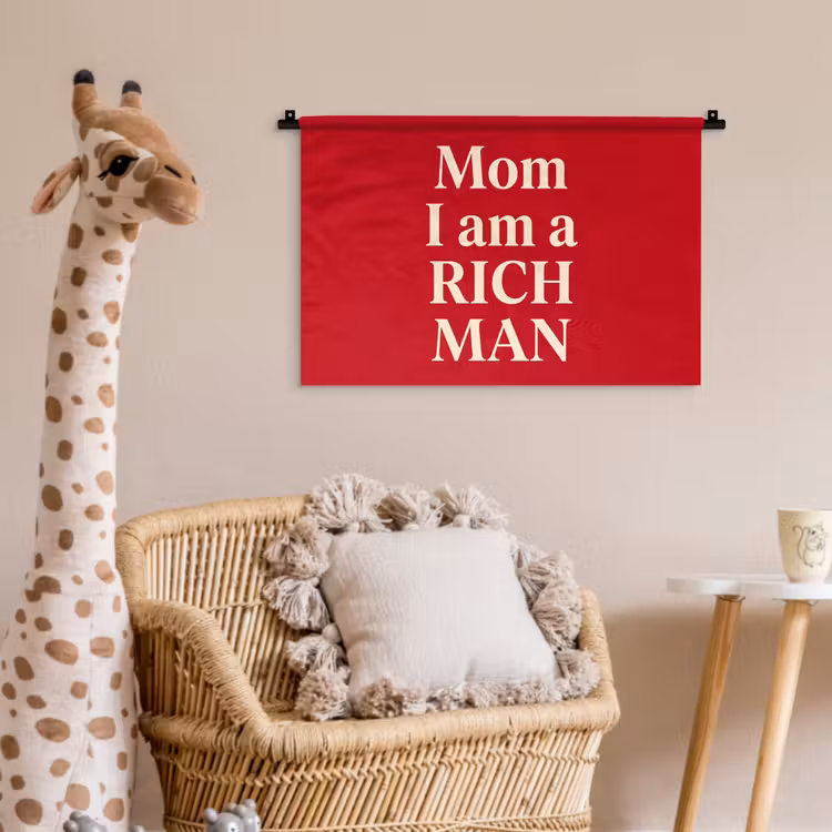 Tekst - Rijkdom - Motivatie - Rood - Modern Wandkleed katoen klein -wsfeer5_kind