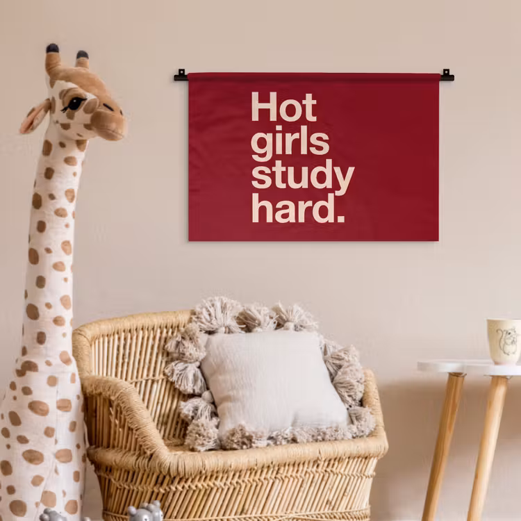 Tekst - Studie - Motivatie - Modern - Rood Wandkleed katoen klein -wsfeer5_kind