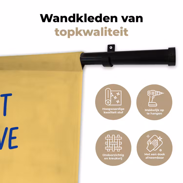 Tekst - Zon - Zomer - Modern - Geel Wandkleed katoen klein -sfeer2