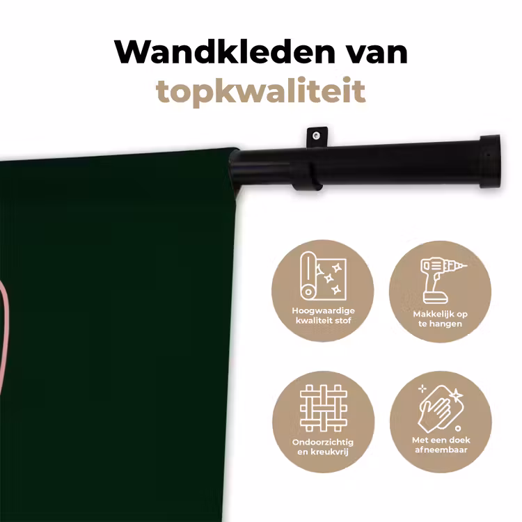 Tekstwolkje - Donkergroen - BLAH BLAH BLAH Wandkleed katoen klein -sfeer2