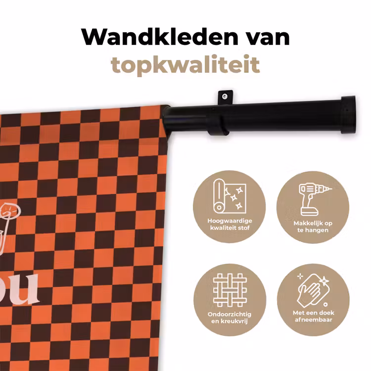 Tequila texted you - Glas - Vierkanten - Oranje Wandkleed katoen klein -sfeer2
