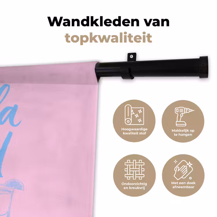 Tequila texted you - Roze - Blauw Wandkleed katoen klein -sfeer2