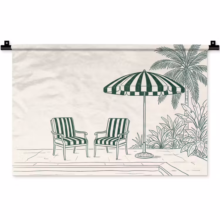 Terras - Illustratie - Groen Wandkleed katoen klein -zz3d