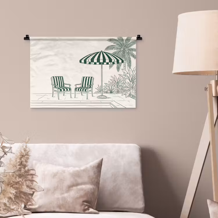 Terras - Illustratie - Groen Wandkleed katoen klein -sfeer4