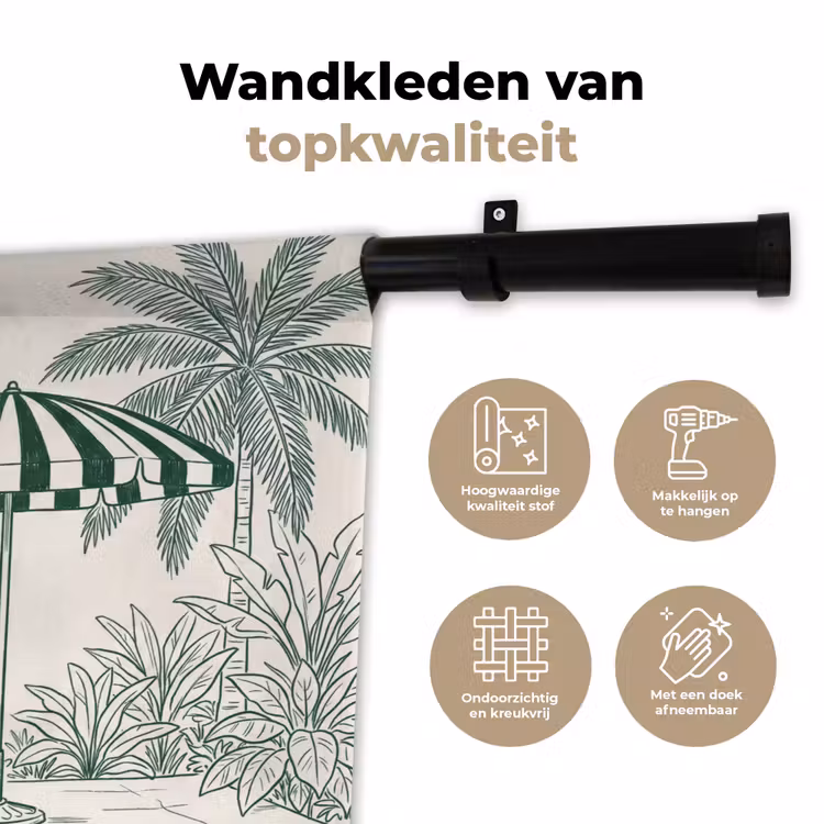 Terras - Illustratie - Groen Wandkleed katoen klein -sfeer2