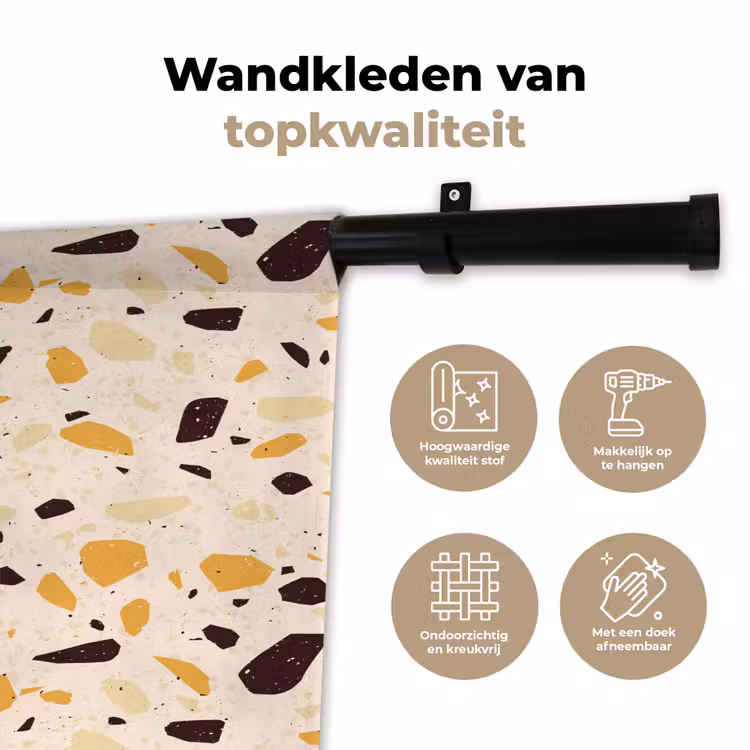 Terrazzo -  Patroon - Geel - Wandkleed katoen klein 269 -sfeer2