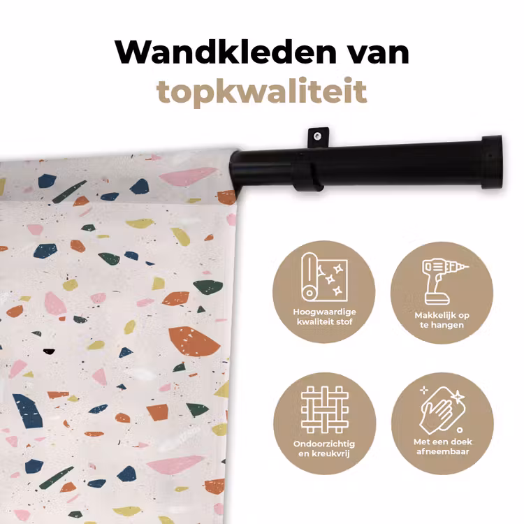 Terrazzo - Patroon - Kleurrijk Wandkleed katoen klein 269 -sfeer2
