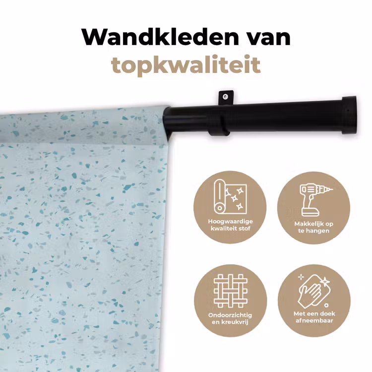 Terrazzo - Patroon - Kleurrijk - Baby Blauw Wandkleed katoen klein 269 -sfeer2
