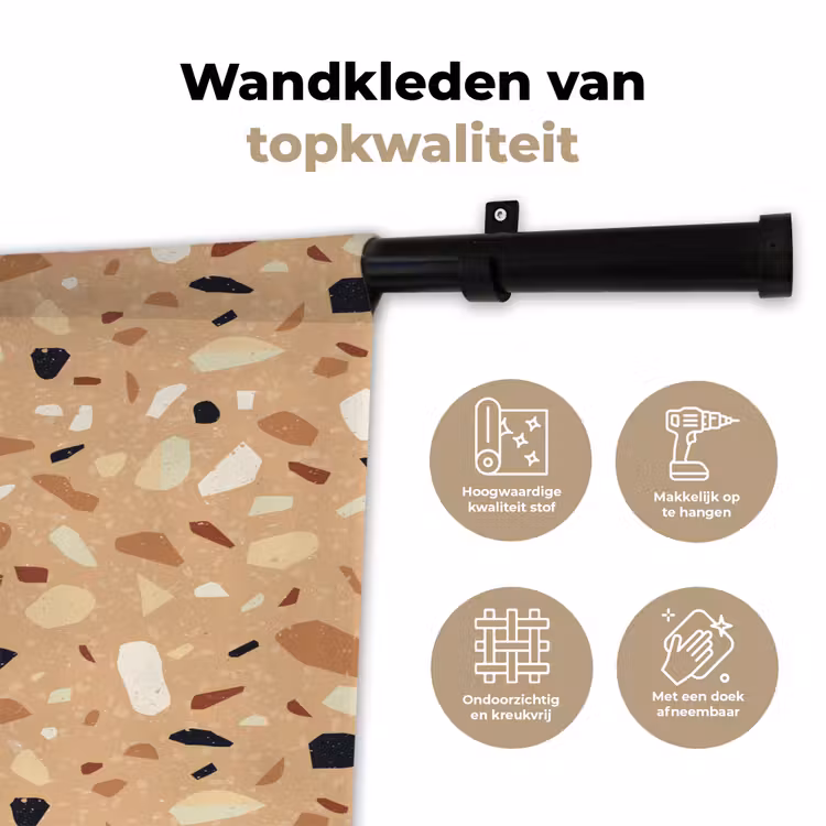 Terrazzo - Patroon - Kleurrijk - Oranje Wandkleed katoen klein 269 -sfeer2
