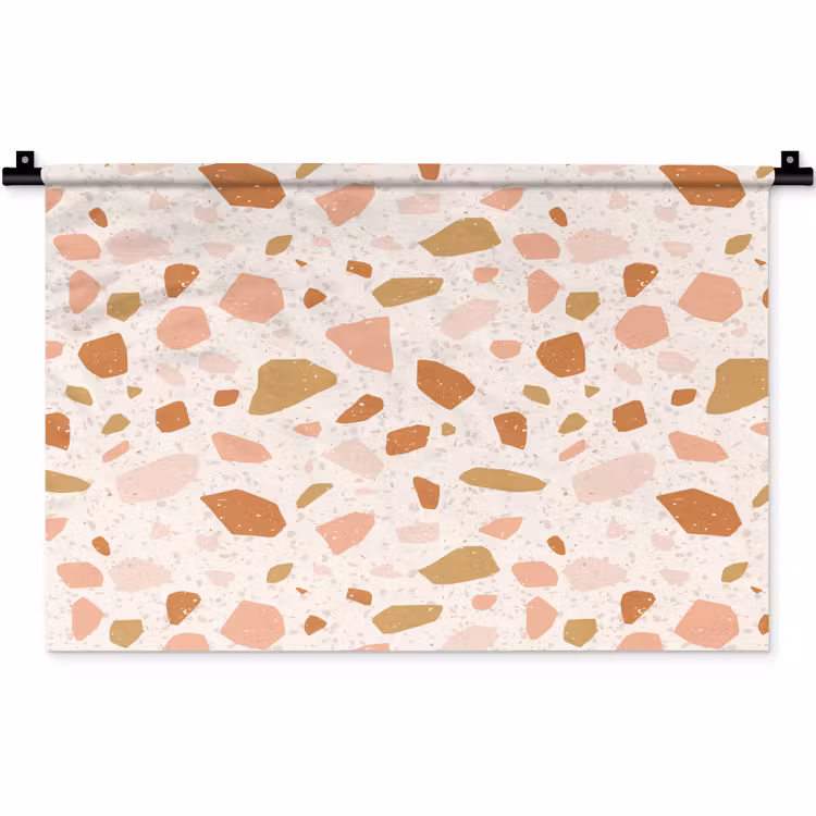 Terrazzo -  Patroon - Kleurrijk - Zalm Wandkleed katoen klein 269 -zz3d