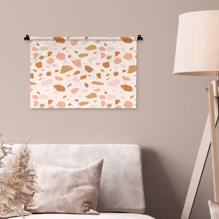 Terrazzo -  Patroon - Kleurrijk - Zalm Wandkleed katoen klein 269 -sfeer4