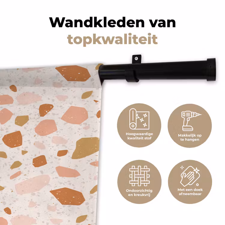 Terrazzo -  Patroon - Kleurrijk - Zalm Wandkleed katoen klein 269 -sfeer2