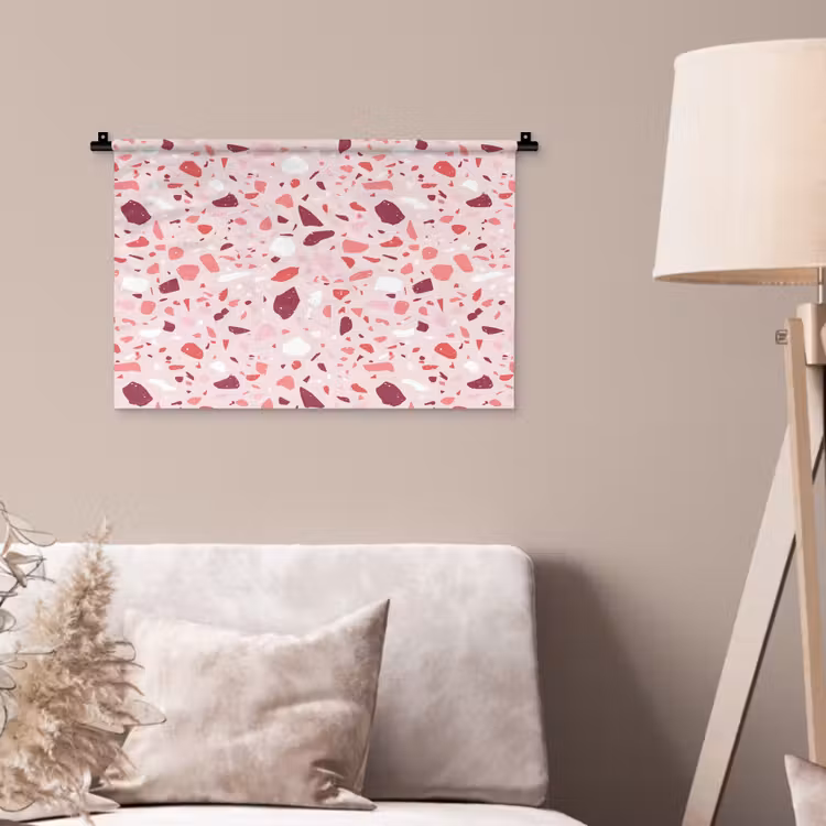 Terrazzo - Patroon - Roze Wandkleed katoen klein 269 -sfeer4