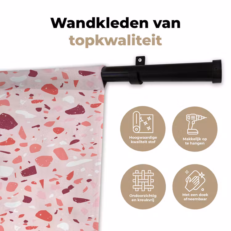 Terrazzo - Patroon - Roze Wandkleed katoen klein 269 -sfeer2