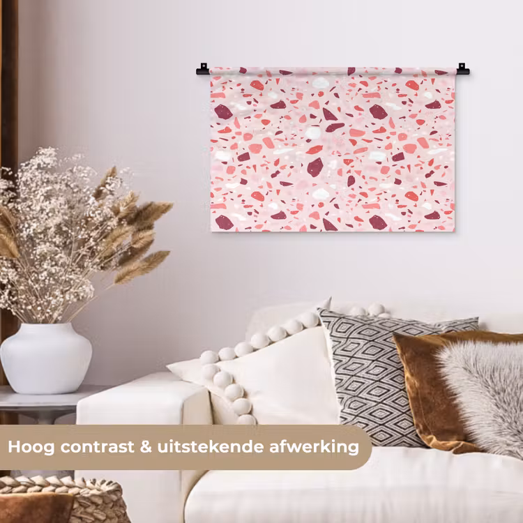 Terrazzo - Patroon - Roze Wandkleed katoen klein 269 -sfeer1