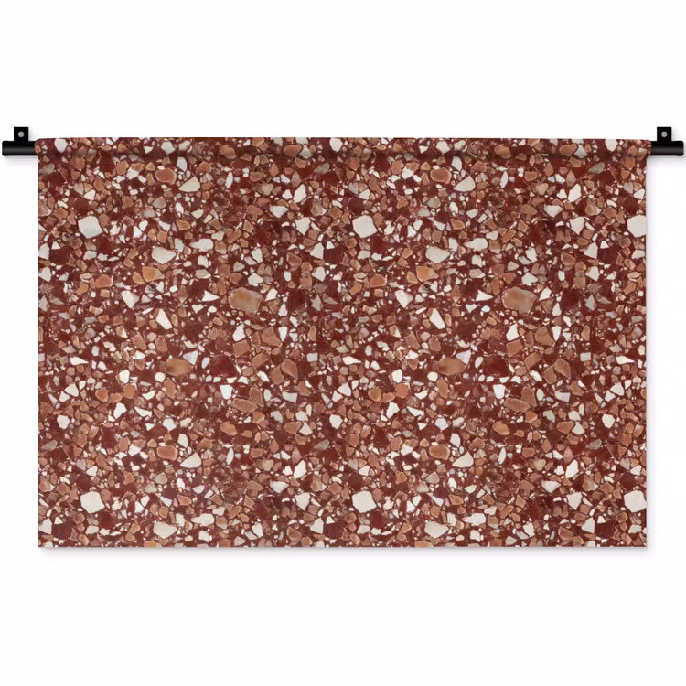 Terrazzo - Patroon - Steentextuur - Roodbruin Wandkleed katoen klein 269 -zz3d