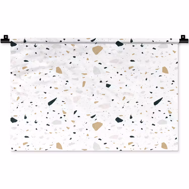 Terrazzo - Patroon - Wit - Neutraal Wandkleed katoen klein 269 -zz3d