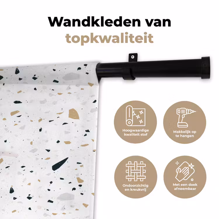 Terrazzo - Patroon - Wit - Neutraal Wandkleed katoen klein 269 -sfeer2