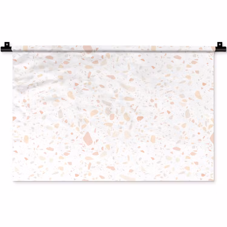 Terrazzo -  Patroon - Wit - Perzik Wandkleed katoen klein 269 -zz3d