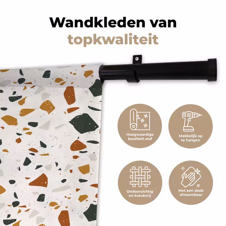 Terrazzo - Patroon - Wit - Terra Wandkleed katoen klein 269 -sfeer2