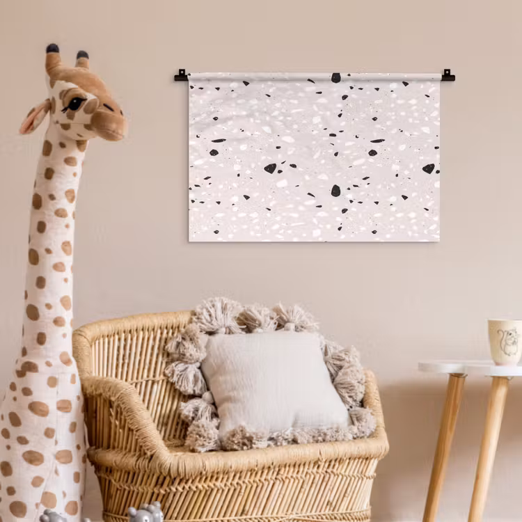 Terrazzo - Patroon - Zacht - Zwart - Wit Wandkleed katoen klein 269 -wsfeer5_kind