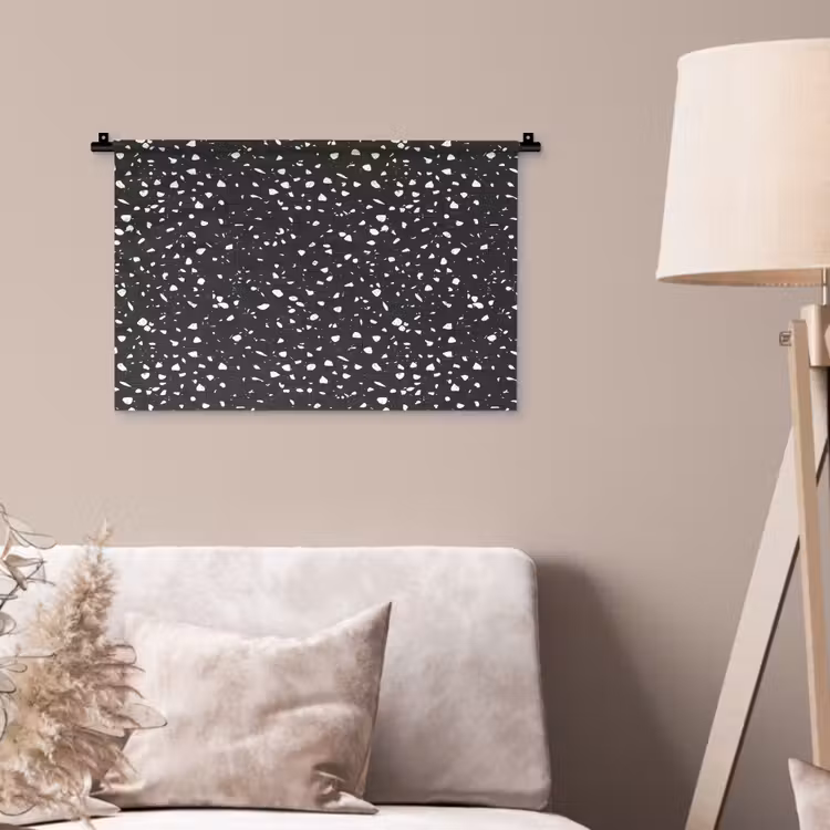 Terrazzo -  Patroon - Zwart - Wit Wandkleed katoen klein 269 -sfeer4