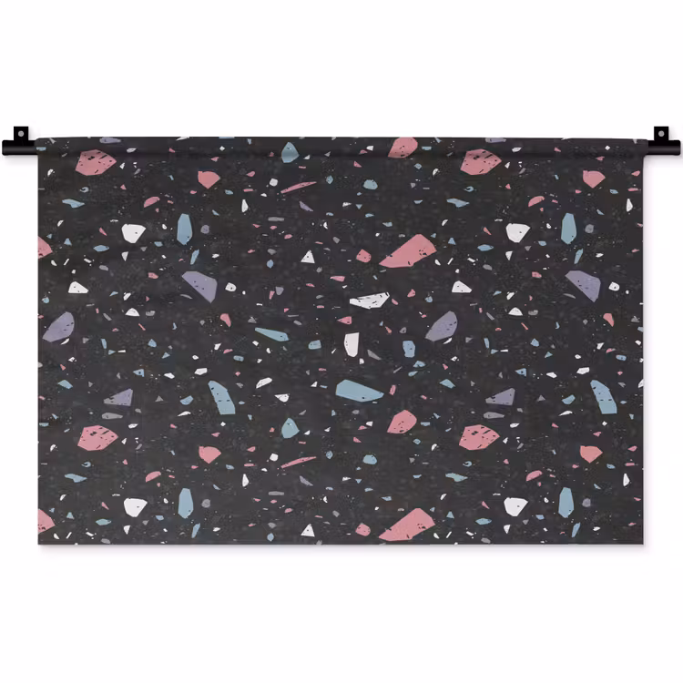 Terrazzo - Patroon - Zwart - Zacht Wandkleed katoen klein 269 -zz3d
