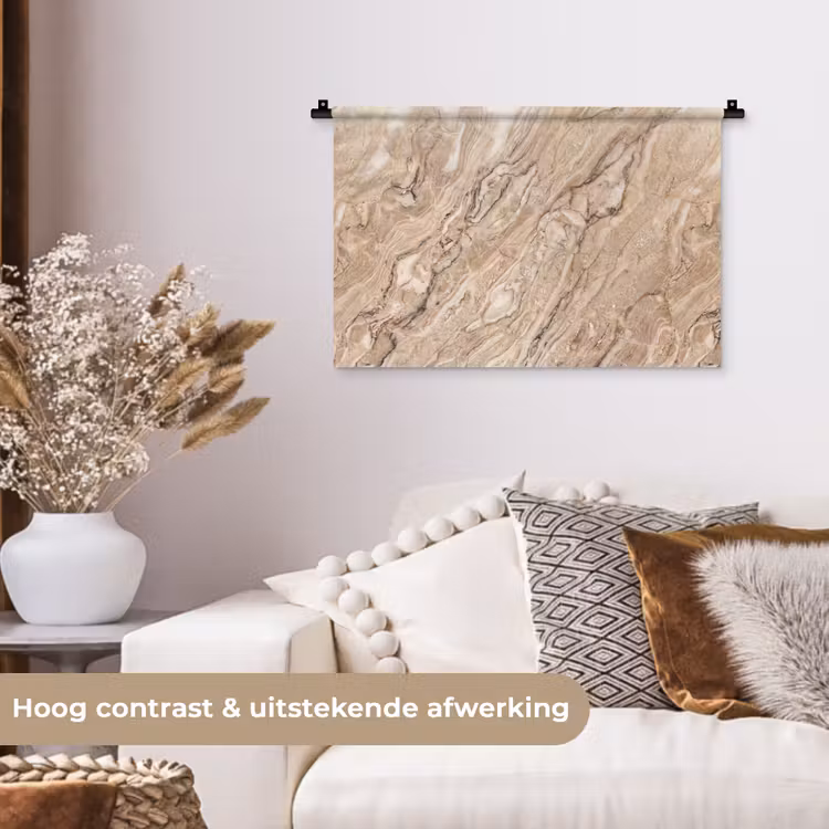 Textuur - Aders - Abstract - Modern - Beige Wandkleed katoen klein -sfeer1