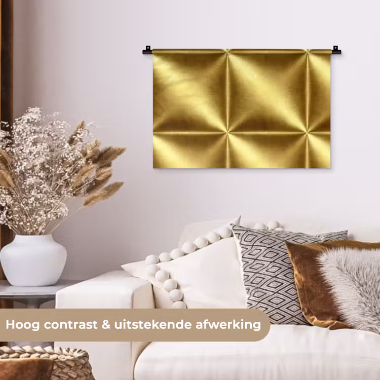 Textuur - Geborsteld Goud - Industrieel - Metallic Wandkleed katoen klein 269 -sfeer1