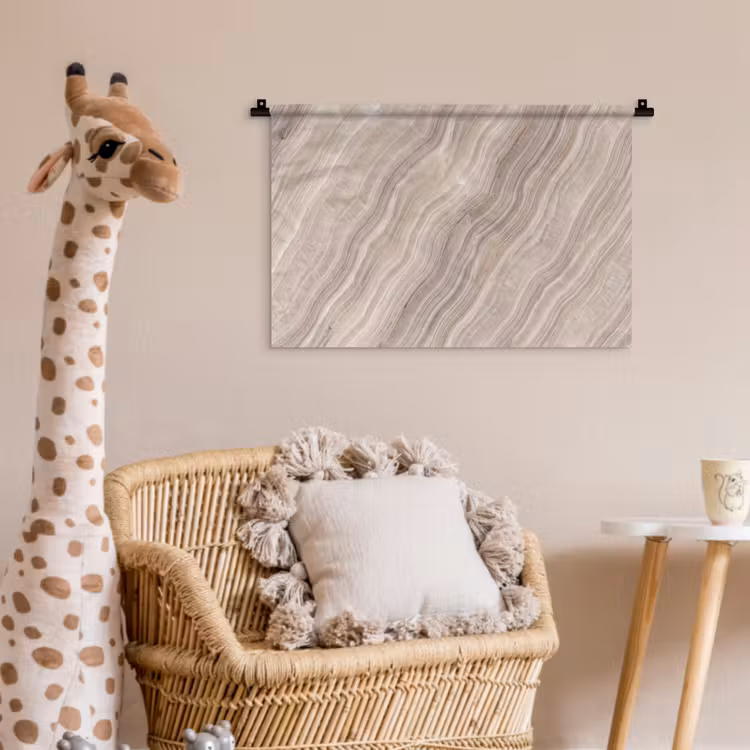 Textuur - Golvend - Abstract - Modern - Beige Wandkleed katoen klein -wsfeer5_kind