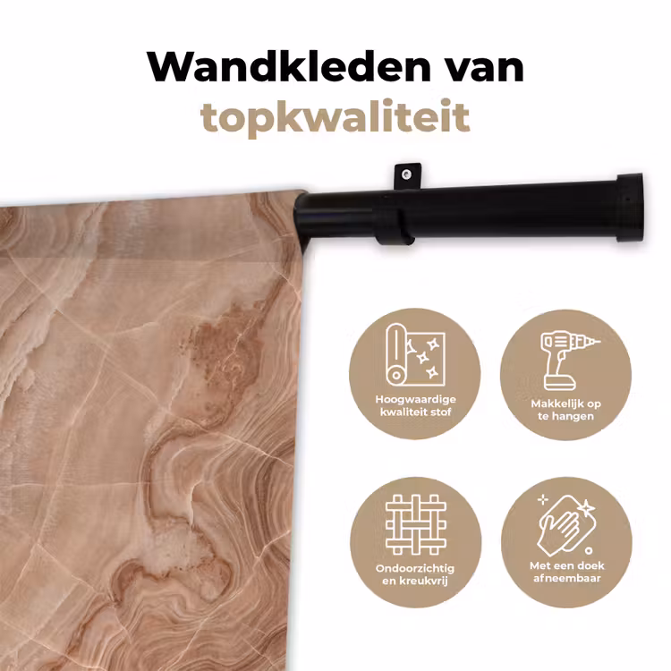 Textuur - Golvend - Abstract - Warm - Bruin Wandkleed katoen klein -sfeer2