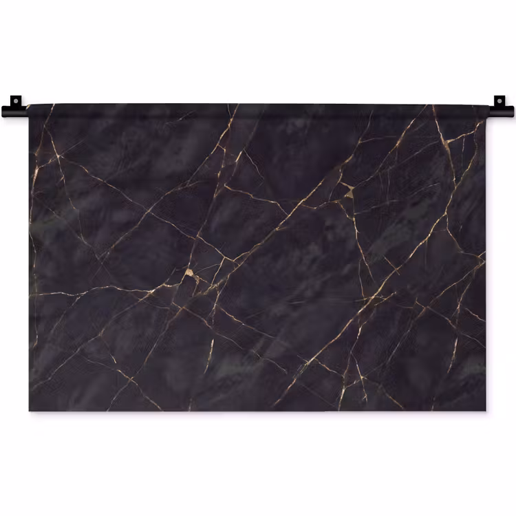Textuur - Gouden lijnen - Abstract - Modern - Zwart Wandkleed katoen klein -zz3d