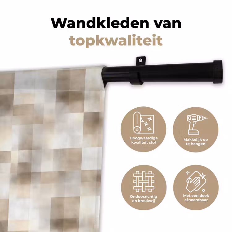 Textuur - Linnen - Beige Wandkleed katoen klein 269 -sfeer2