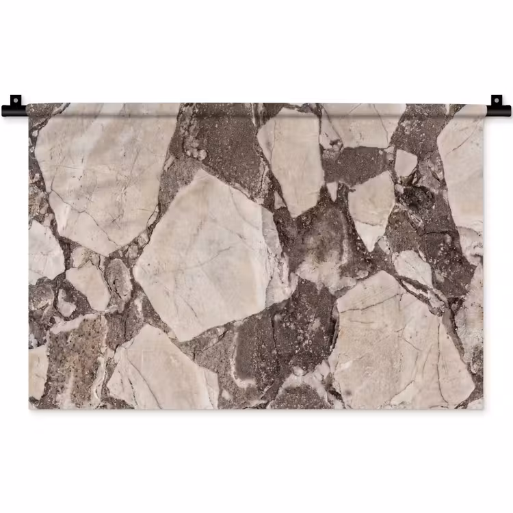 Textuur - Marmer - Abstract - Beige - Bruin Wandkleed katoen klein -zz3d