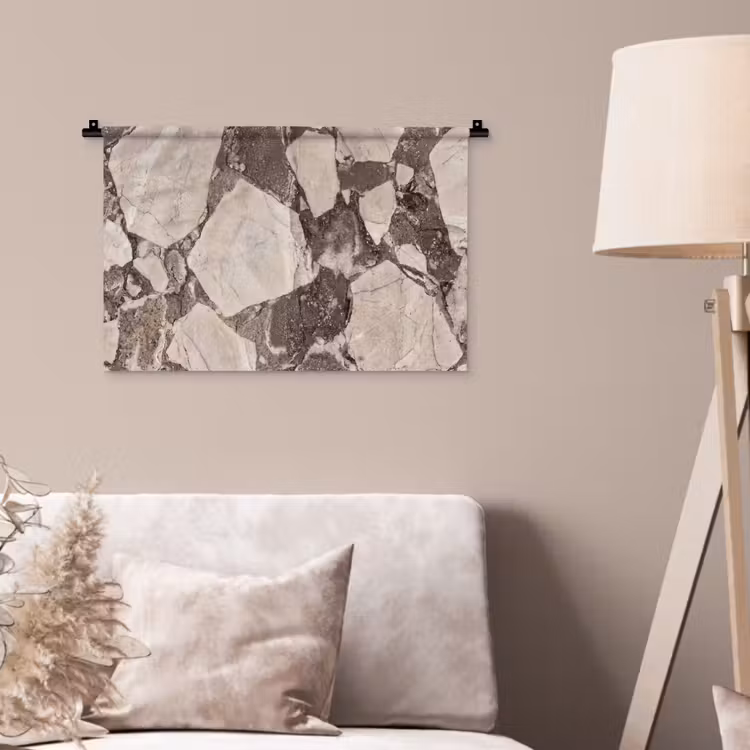 Textuur - Marmer - Abstract - Beige - Bruin Wandkleed katoen klein -sfeer4