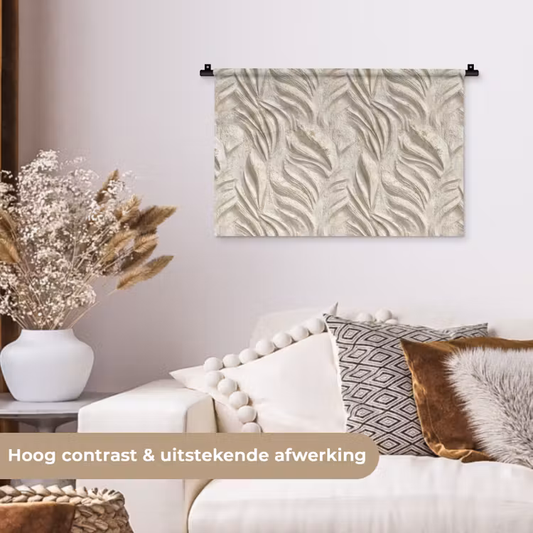 Textuur - Reliëf - Beige Wandkleed katoen klein 269 -sfeer1
